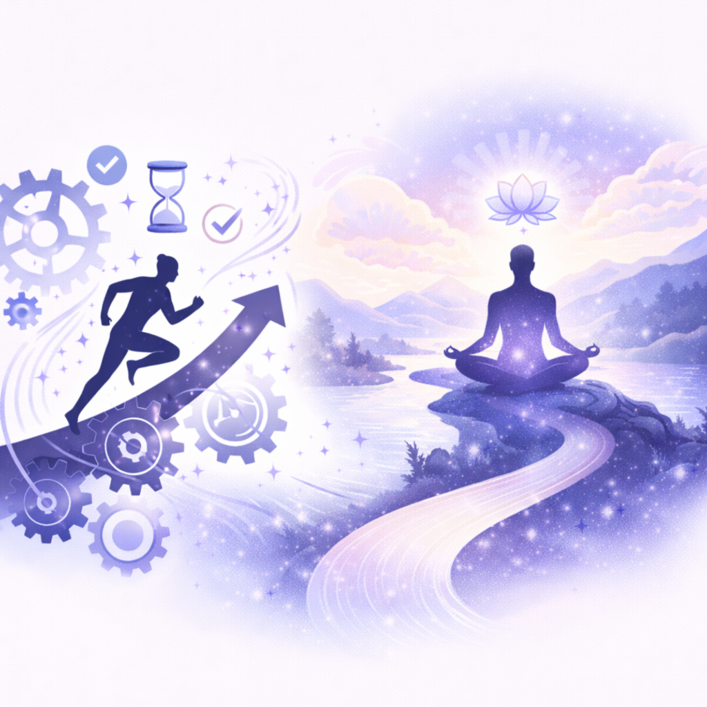 Wir leben in einer Zeit, in der vieles nach Tempo, Sichtbarkeit und Optimierung klingt.
Auch innere Entwicklung wird oft in Formeln, Versprechen und Programme gepackt, die vor allem eines vermitteln: Du musst noch mehr tun, noch weiter gehen, noch besser werden.